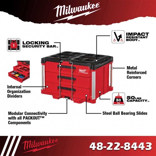 Milwaukee Packout 3 Drawer Tool Box